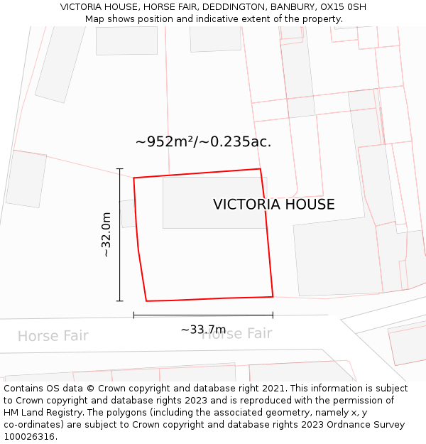 VICTORIA HOUSE, HORSE FAIR, DEDDINGTON, BANBURY, OX15 0SH: Plot and title map