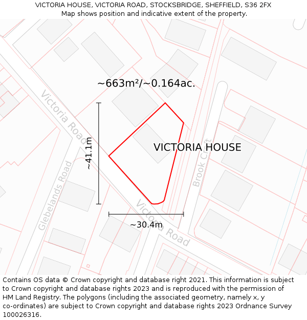 VICTORIA HOUSE, VICTORIA ROAD, STOCKSBRIDGE, SHEFFIELD, S36 2FX: Plot and title map