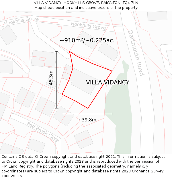 VILLA VIDANCY, HOOKHILLS GROVE, PAIGNTON, TQ4 7LN: Plot and title map