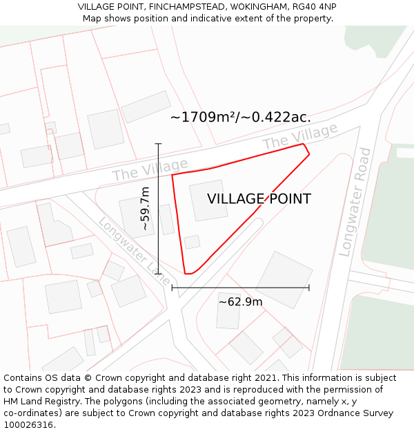 VILLAGE POINT, FINCHAMPSTEAD, WOKINGHAM, RG40 4NP: Plot and title map
