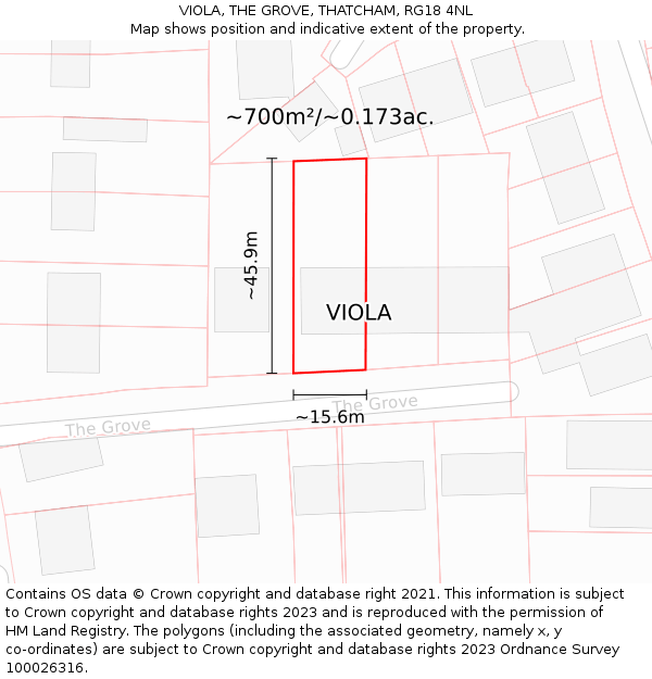 VIOLA, THE GROVE, THATCHAM, RG18 4NL: Plot and title map