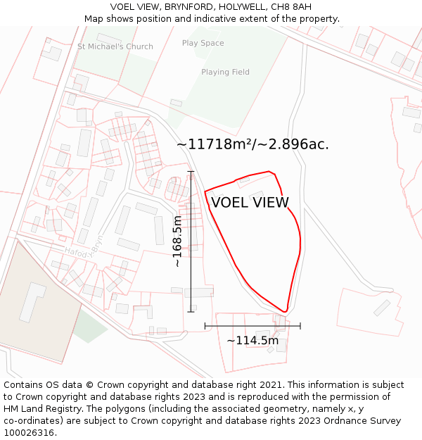 VOEL VIEW, BRYNFORD, HOLYWELL, CH8 8AH: Plot and title map