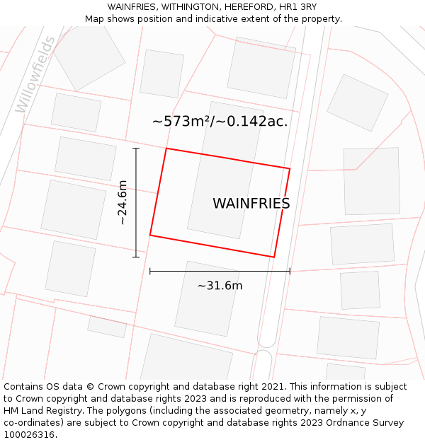 WAINFRIES, WITHINGTON, HEREFORD, HR1 3RY: Plot and title map