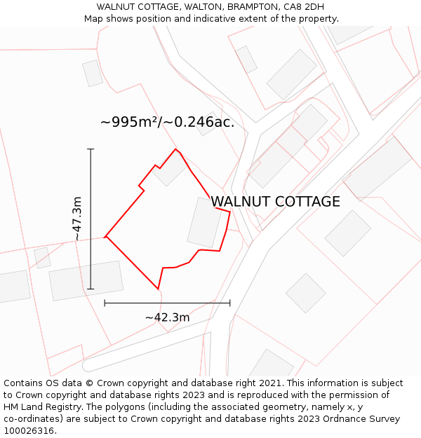 WALNUT COTTAGE, WALTON, BRAMPTON, CA8 2DH: Plot and title map