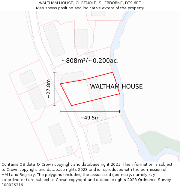 WALTHAM HOUSE, CHETNOLE, SHERBORNE, DT9 6PE: Plot and title map