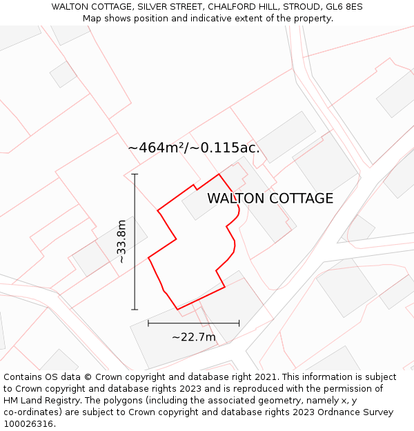 WALTON COTTAGE, SILVER STREET, CHALFORD HILL, STROUD, GL6 8ES: Plot and title map