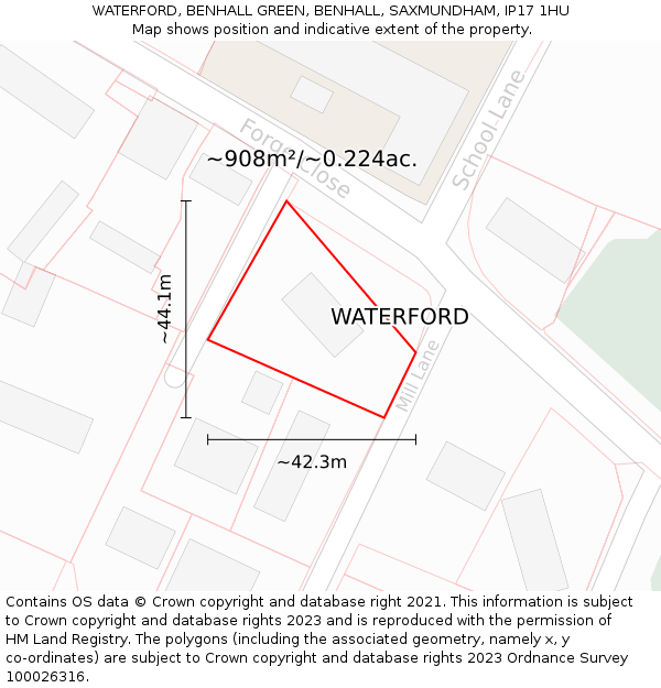 WATERFORD, BENHALL GREEN, BENHALL, SAXMUNDHAM, IP17 1HU: Plot and title map