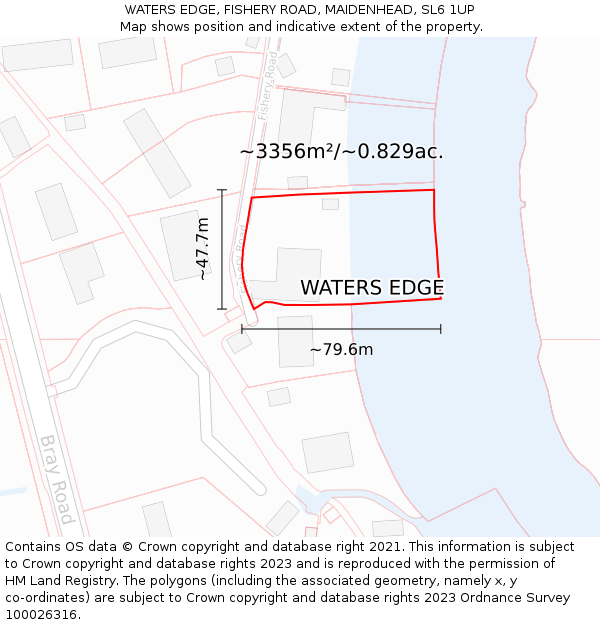 WATERS EDGE, FISHERY ROAD, MAIDENHEAD, SL6 1UP: Plot and title map