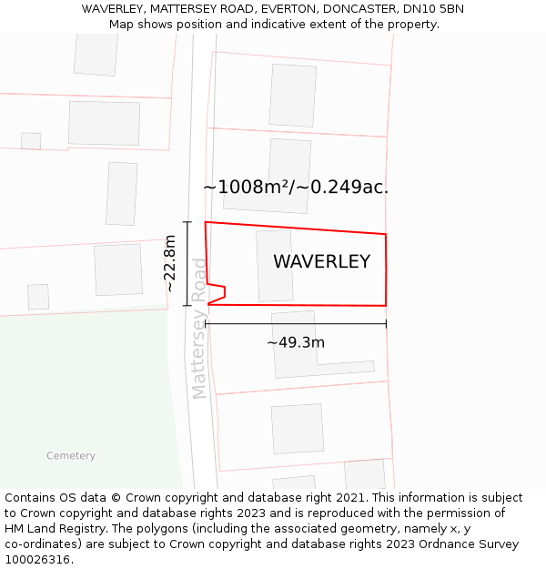 WAVERLEY, MATTERSEY ROAD, EVERTON, DONCASTER, DN10 5BN: Plot and title map