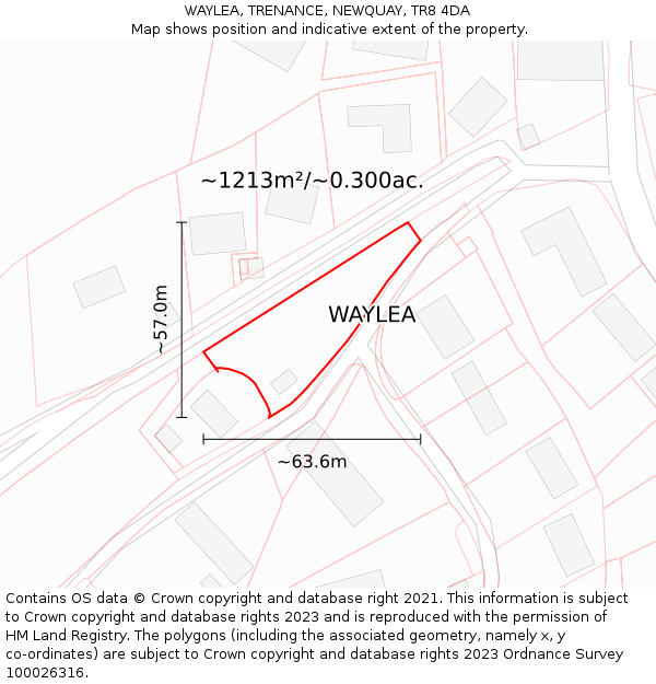 WAYLEA, TRENANCE, NEWQUAY, TR8 4DA: Plot and title map