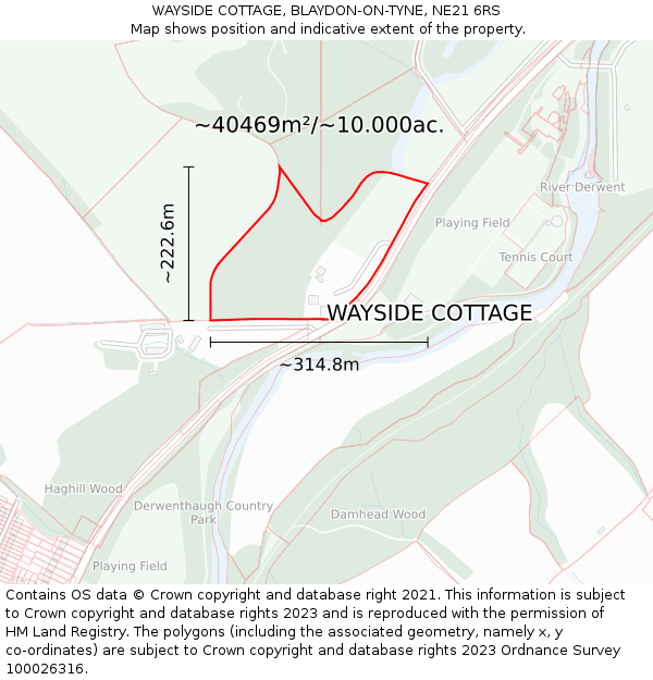 WAYSIDE COTTAGE, BLAYDON-ON-TYNE, NE21 6RS: Plot and title map