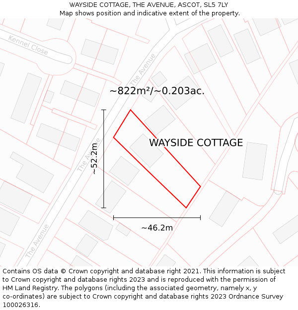 WAYSIDE COTTAGE, THE AVENUE, ASCOT, SL5 7LY: Plot and title map