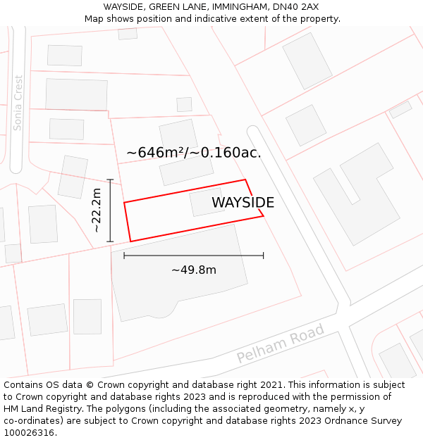 WAYSIDE, GREEN LANE, IMMINGHAM, DN40 2AX: Plot and title map