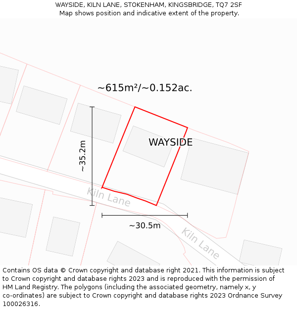 WAYSIDE, KILN LANE, STOKENHAM, KINGSBRIDGE, TQ7 2SF: Plot and title map