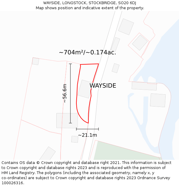 WAYSIDE, LONGSTOCK, STOCKBRIDGE, SO20 6DJ: Plot and title map