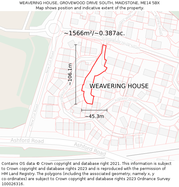 WEAVERING HOUSE, GROVEWOOD DRIVE SOUTH, MAIDSTONE, ME14 5BX: Plot and title map