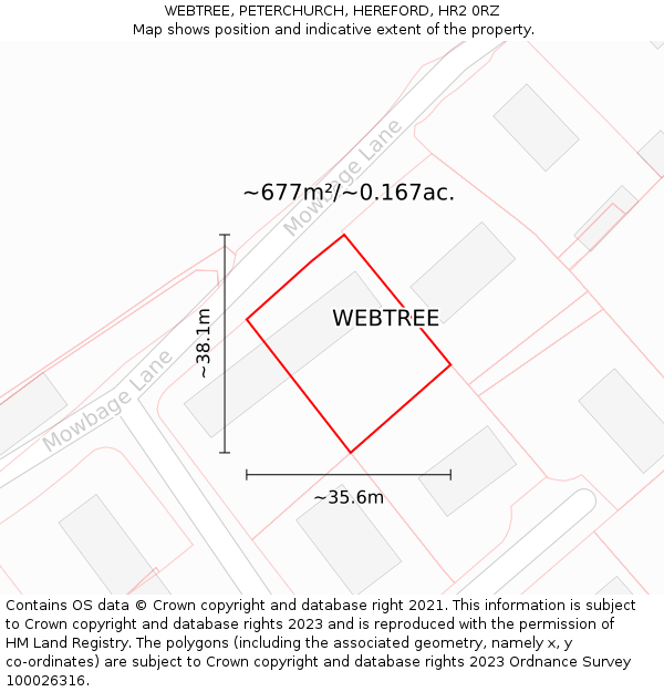 WEBTREE, PETERCHURCH, HEREFORD, HR2 0RZ: Plot and title map