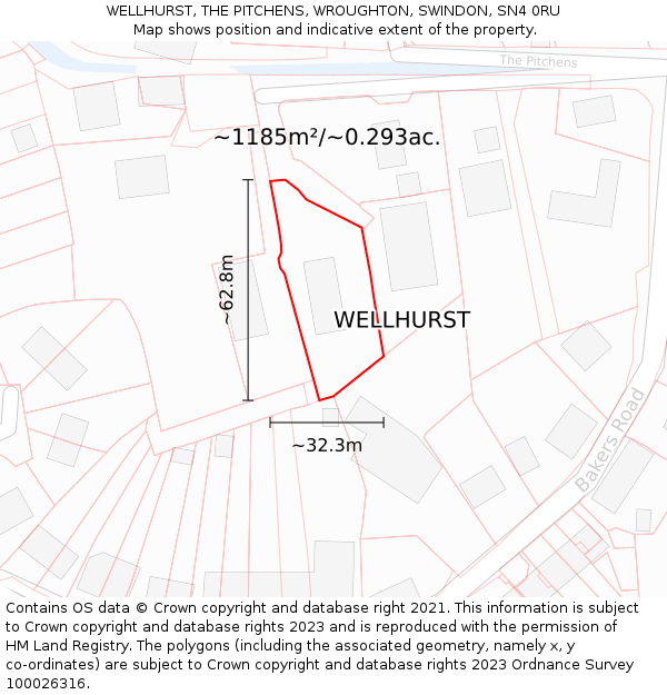 WELLHURST, THE PITCHENS, WROUGHTON, SWINDON, SN4 0RU: Plot and title map