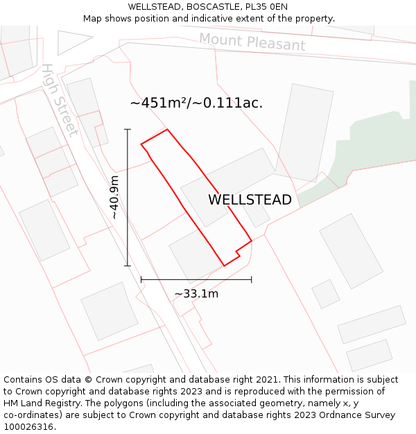 WELLSTEAD, BOSCASTLE, PL35 0EN: Plot and title map