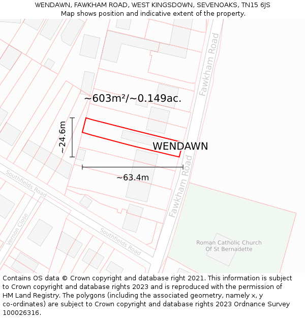 WENDAWN, FAWKHAM ROAD, WEST KINGSDOWN, SEVENOAKS, TN15 6JS: Plot and title map