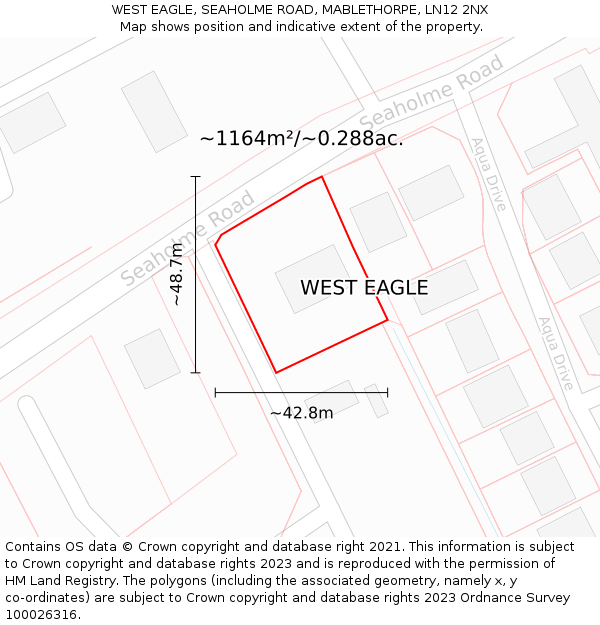 WEST EAGLE, SEAHOLME ROAD, MABLETHORPE, LN12 2NX: Plot and title map