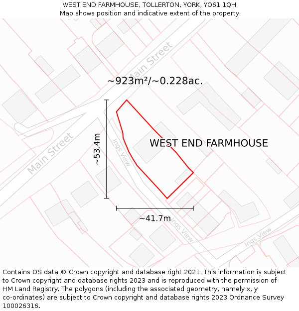 WEST END FARMHOUSE, TOLLERTON, YORK, YO61 1QH: Plot and title map