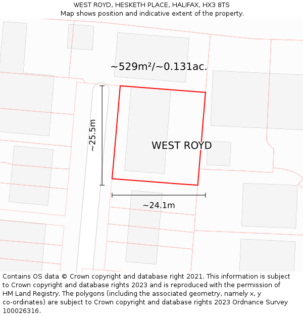 WEST ROYD, HESKETH PLACE, HALIFAX, HX3 8TS: Plot and title map