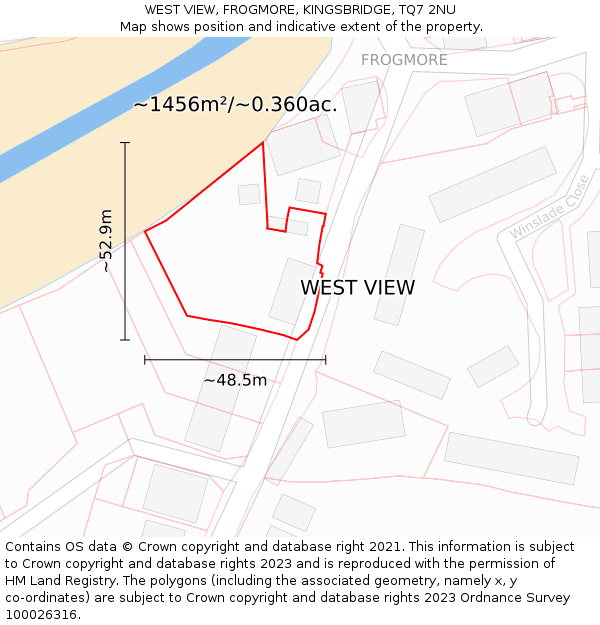 WEST VIEW, FROGMORE, KINGSBRIDGE, TQ7 2NU: Plot and title map