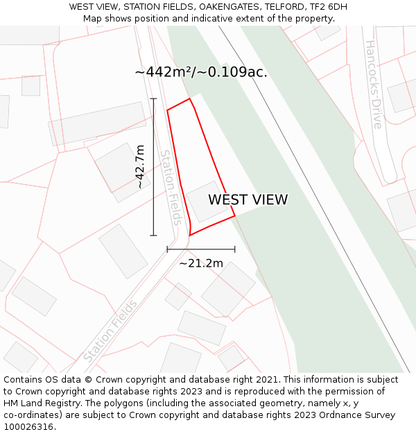 WEST VIEW, STATION FIELDS, OAKENGATES, TELFORD, TF2 6DH: Plot and title map