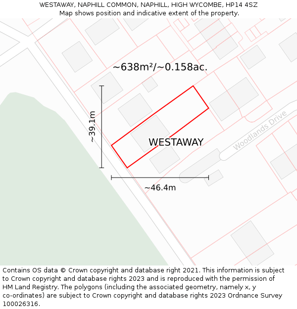 WESTAWAY, NAPHILL COMMON, NAPHILL, HIGH WYCOMBE, HP14 4SZ: Plot and title map