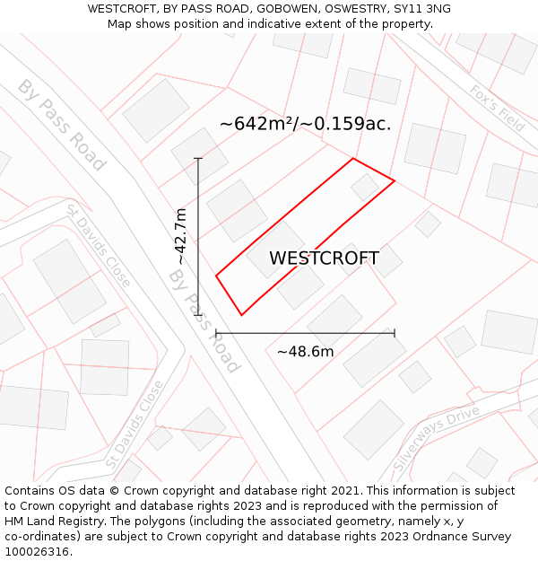 WESTCROFT, BY PASS ROAD, GOBOWEN, OSWESTRY, SY11 3NG: Plot and title map