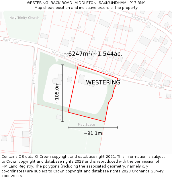 WESTERING, BACK ROAD, MIDDLETON, SAXMUNDHAM, IP17 3NY: Plot and title map