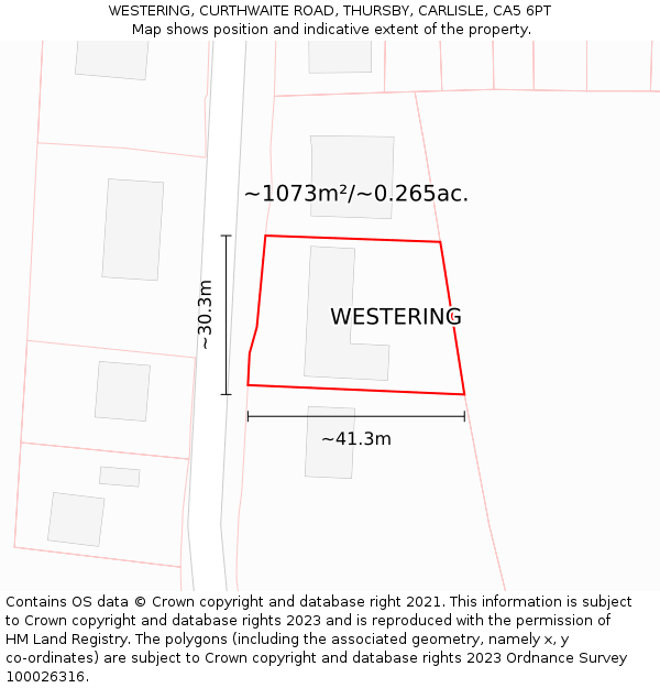 WESTERING, CURTHWAITE ROAD, THURSBY, CARLISLE, CA5 6PT: Plot and title map