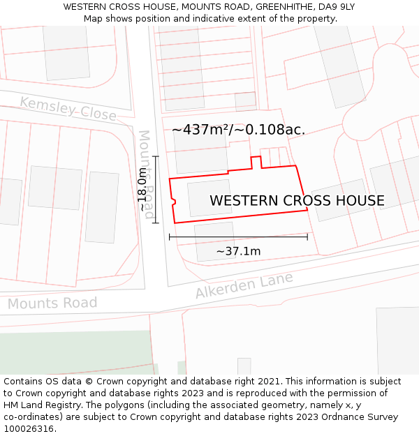 WESTERN CROSS HOUSE, MOUNTS ROAD, GREENHITHE, DA9 9LY: Plot and title map