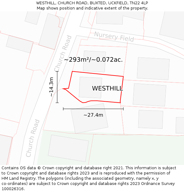 WESTHILL, CHURCH ROAD, BUXTED, UCKFIELD, TN22 4LP: Plot and title map