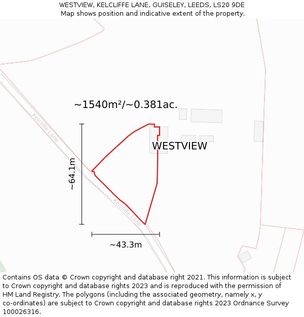 WESTVIEW, KELCLIFFE LANE, GUISELEY, LEEDS, LS20 9DE: Plot and title map