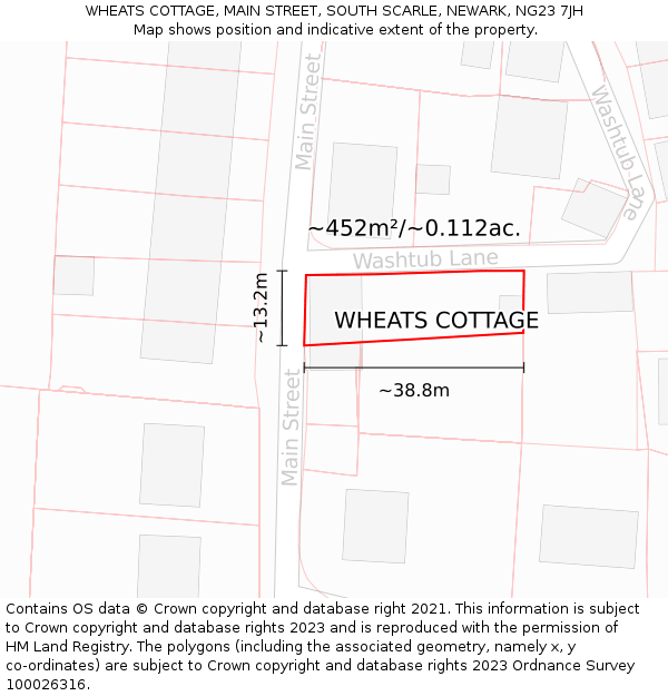 WHEATS COTTAGE, MAIN STREET, SOUTH SCARLE, NEWARK, NG23 7JH: Plot and title map