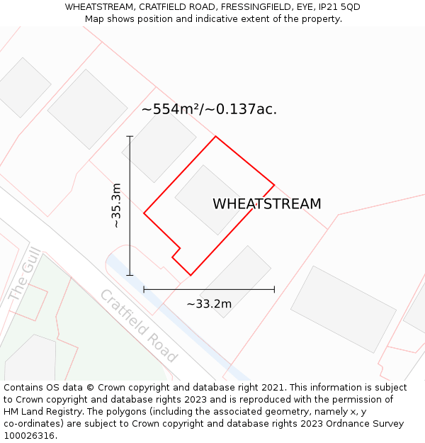 WHEATSTREAM, CRATFIELD ROAD, FRESSINGFIELD, EYE, IP21 5QD: Plot and title map