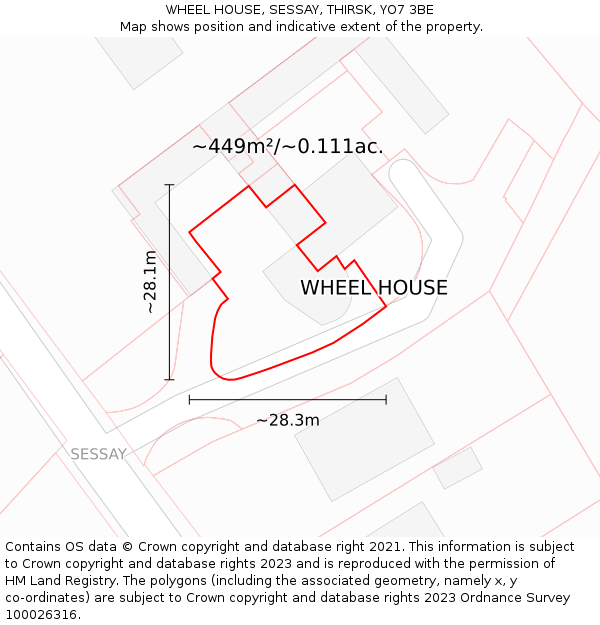 WHEEL HOUSE, SESSAY, THIRSK, YO7 3BE: Plot and title map