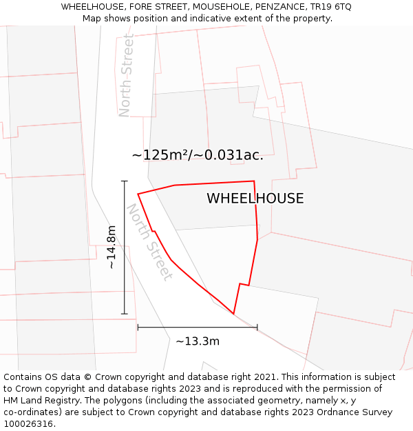 WHEELHOUSE, FORE STREET, MOUSEHOLE, PENZANCE, TR19 6TQ: Plot and title map