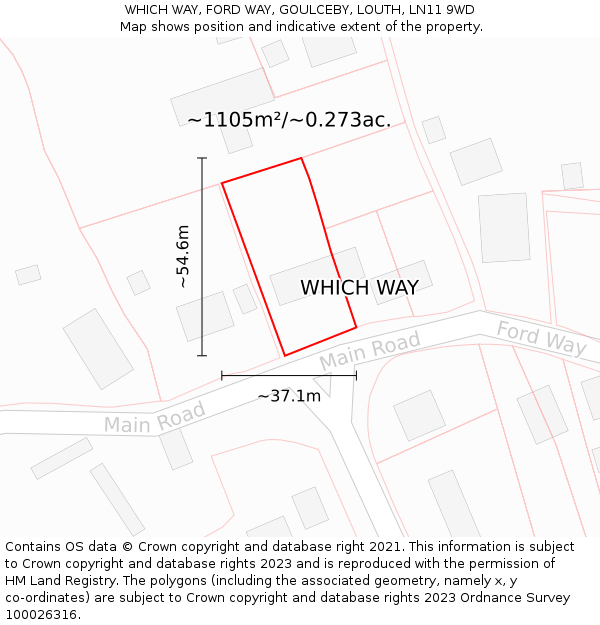 WHICH WAY, FORD WAY, GOULCEBY, LOUTH, LN11 9WD: Plot and title map