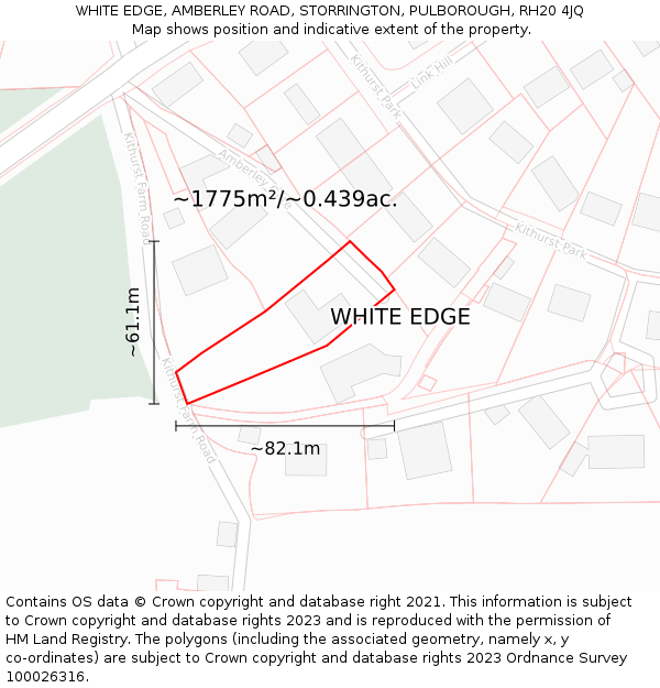 WHITE EDGE, AMBERLEY ROAD, STORRINGTON, PULBOROUGH, RH20 4JQ: Plot and title map