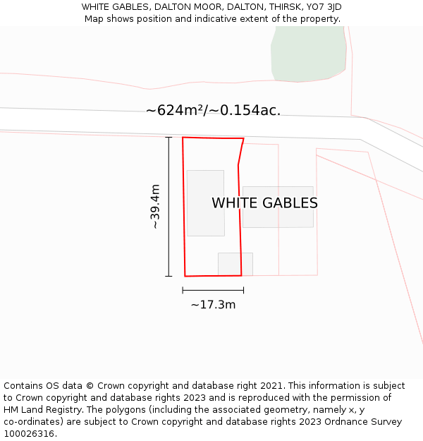 WHITE GABLES, DALTON MOOR, DALTON, THIRSK, YO7 3JD: Plot and title map
