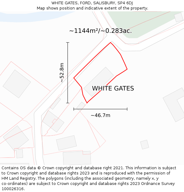 WHITE GATES, FORD, SALISBURY, SP4 6DJ: Plot and title map