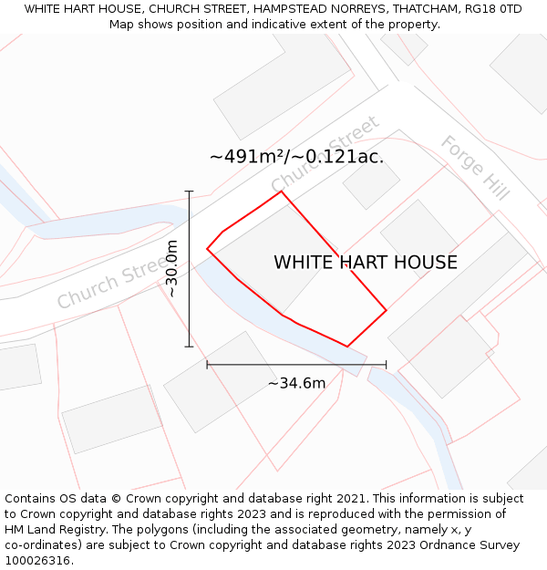 WHITE HART HOUSE, CHURCH STREET, HAMPSTEAD NORREYS, THATCHAM, RG18 0TD: Plot and title map