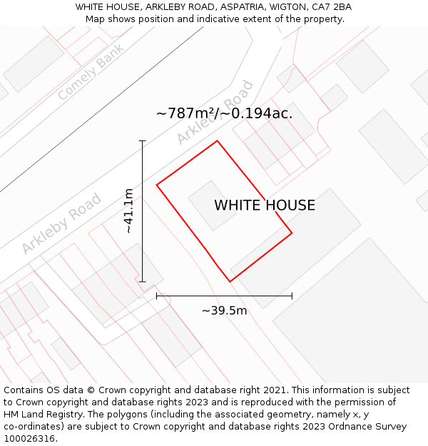 WHITE HOUSE, ARKLEBY ROAD, ASPATRIA, WIGTON, CA7 2BA: Plot and title map