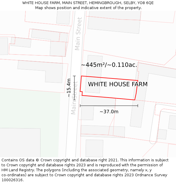 WHITE HOUSE FARM, MAIN STREET, HEMINGBROUGH, SELBY, YO8 6QE: Plot and title map