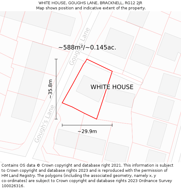 WHITE HOUSE, GOUGHS LANE, BRACKNELL, RG12 2JR: Plot and title map
