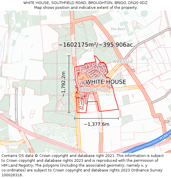 WHITE HOUSE, SOUTHFIELD ROAD, BROUGHTON, BRIGG, DN20 0DZ: Plot and title map