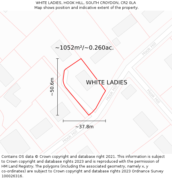 WHITE LADIES, HOOK HILL, SOUTH CROYDON, CR2 0LA: Plot and title map